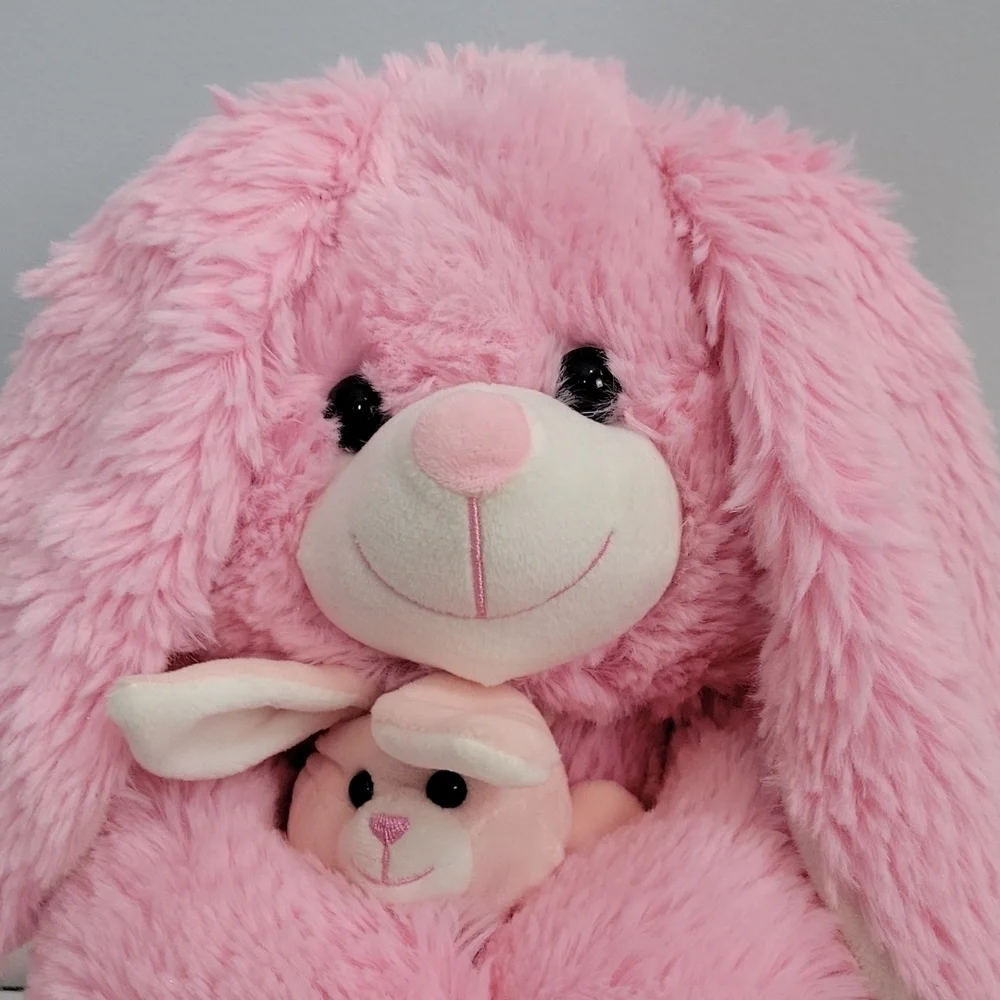 GOFFA Pink Mother Bunny with Baby Bunny Plush Toy